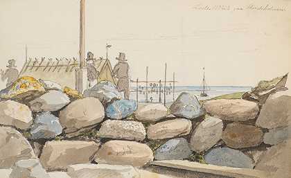 前景中有大块石头的海岸景观`Kystlandskab med store sten i forgrunden (1833) by Martinus Rørbye