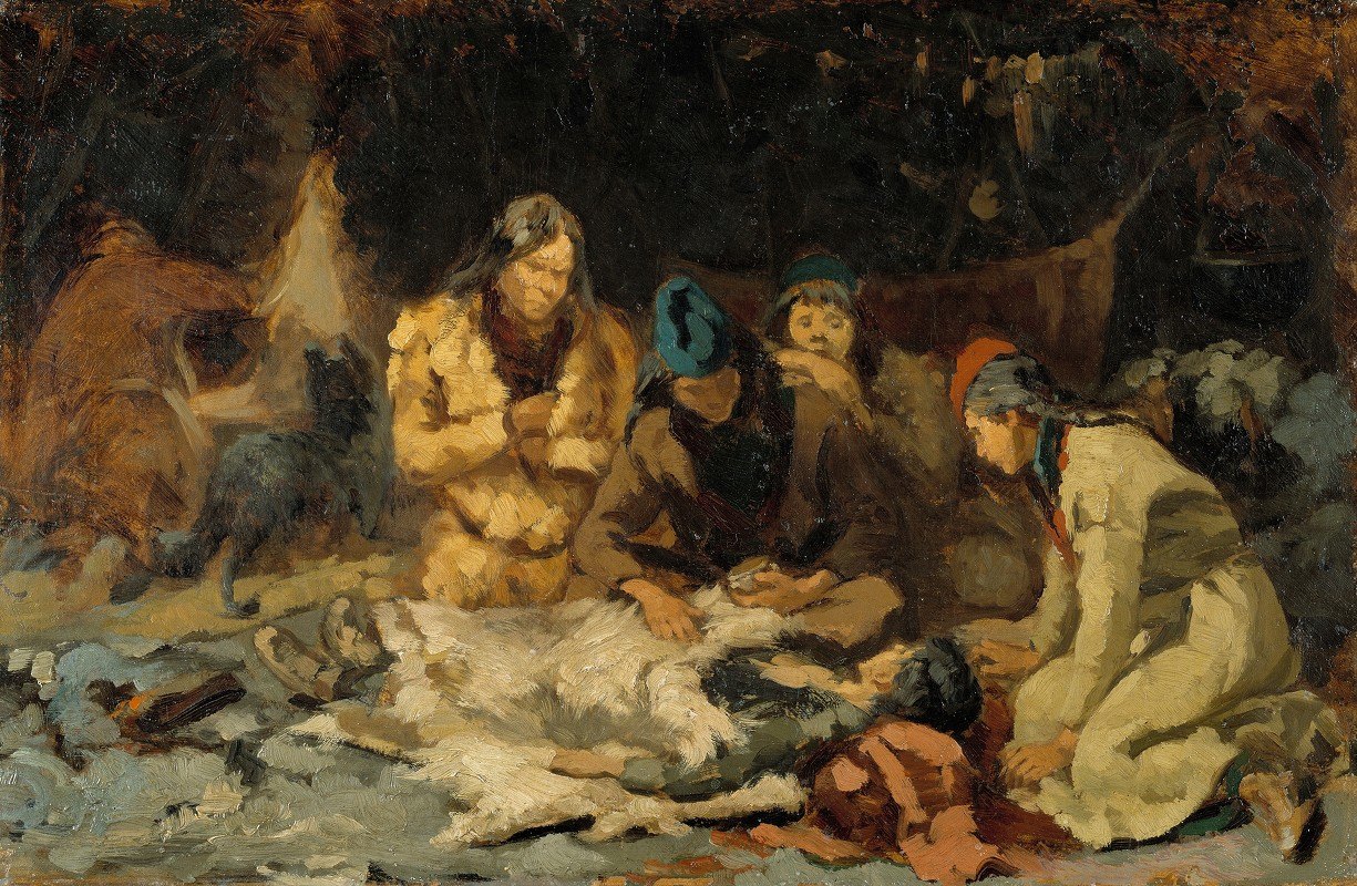 在病床旁`By a Sickbed (1870s) by Anna Nordlander