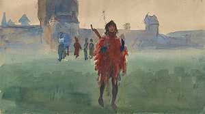 流浪吟游诗人研究（油画）`
Study for Wandering Minstrel (oil painting) by Edwin Austin Abbey