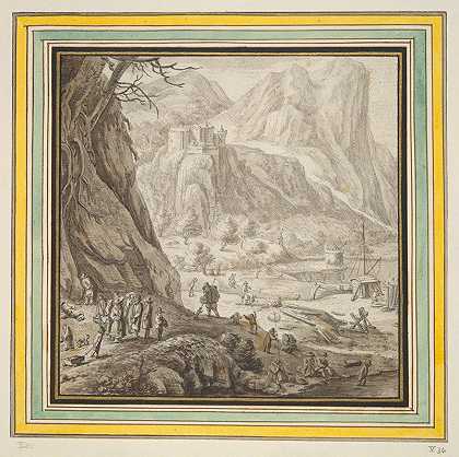 山谷边缘`Valley Bordered by High Mountains (17th century) by High Mountains by Herman Saftleven