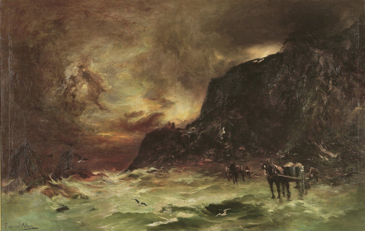 惠灵顿风暴`Storm at Wellington Heads by Petrus van der Velden
