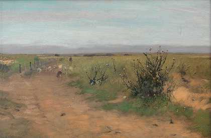 草地景观`Weidelandschaft (1894) by Eugen Jettel