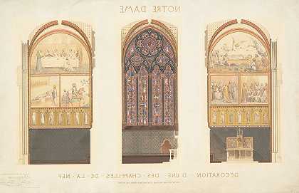 巴黎圣母院大教堂中堂小教堂翻修计划`Plan for the Renovation of a Chapel in the Nave of the Cathedral of Notre Dame, Paris (1843) by Eugène-Emmanuel Viollet-le-Duc