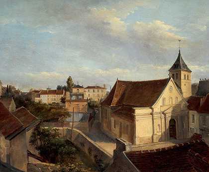 前贝尔维尔教堂`Lancienne église de Belleville (1852) by Victor René Garson