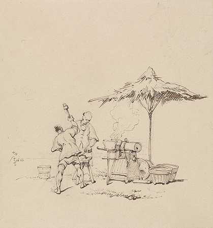 锻造厂`A Forge (1843) by George Chinnery