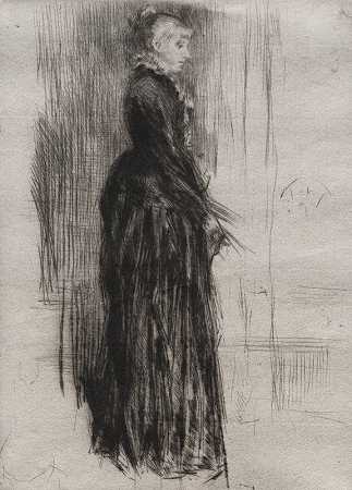 小天鹅绒连衣裙`Little Velvet Dress (1873) by James Abbott McNeill Whistler