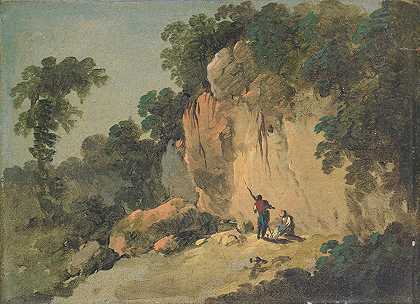 Àfalaises（田园风光）。`À falaises (Pastoral Landscape). by Jean-Baptiste Pillement