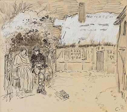 桶下（水蚤和克洛伊的研究）`Sous La Tonnelle (Study For Daphnis And Chloë) (circa 1895~1899) by Camille Pissarro