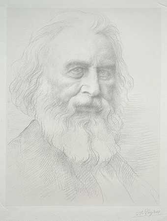 亨利·沃兹沃斯·朗费罗肖像（第二版）`Portrait of Henry Wadsworth Longfellow (2nd Plate) by Alphonse Legros