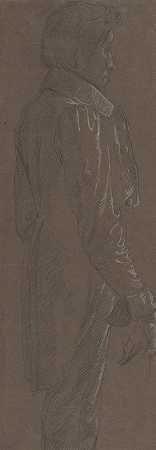 站立的绅士，四分之三长的侧面朝右`Standing Gentleman, three~quarter length profile facing right by Anne Louis Girodet-Trioson