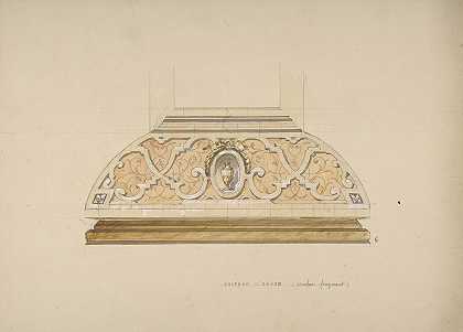 城堡d楼梯装饰设计M.deMachy（法国瓦兹）的奥格农`Design for the decoration of the stairway in the Chateau dOgnon of M. deMachy (Oise, France) (19th Century) by Jules-Edmond-Charles Lachaise
