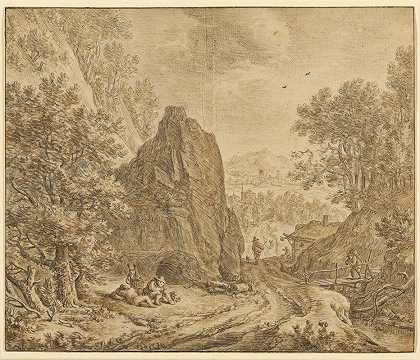 人物山景`Mountain Landscape with Figures (1648–1652) by Herman Saftleven