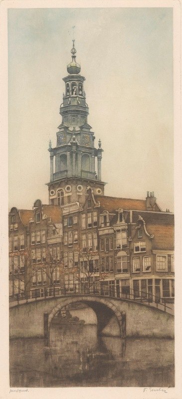 阿姆斯特丹的Zuiderkerk`Zuiderkerk in Amsterdam (1887) by Frans Everbag