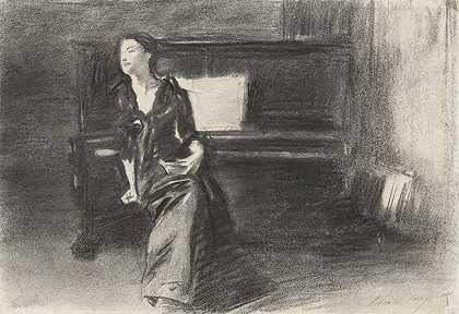钢琴小姐`Lady at the Piano by John Singer Sargent
