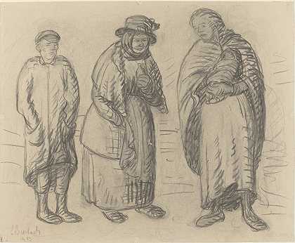 三位数`Three Figures (1913) by Ernst Barlach