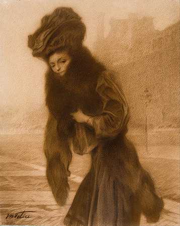 女性肖像研究`Study for a Female Portrait (1907) by Manuel Feliu de Lemus