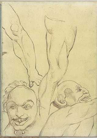两个恶魔和两条腿，可能是米开朗基罗之后`Two Demons and Two Legs, probably after Michelangelo (1774–75) by Joseph Wright of Derby