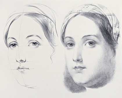 朱利安s对PL12的研究`Juliens Studies of Heads pl 12 (1840) by Bernard-Romain Julien