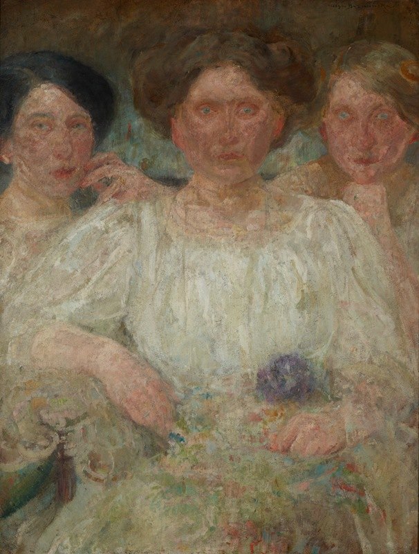 三姐妹画像`Portrait of Three Sisters (1905~1915) by Olga Boznanska