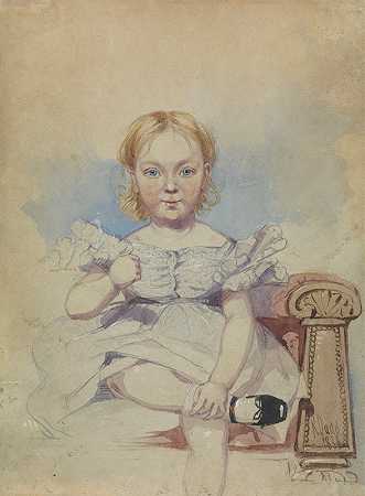 女孩肖像`Portrait of a Girl (1838) by Richard Dadd