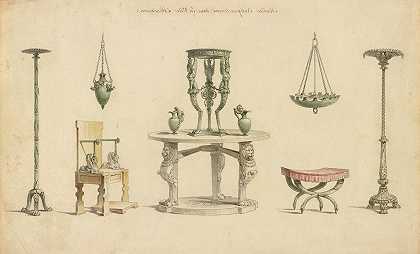 Herculaneum发现的花瓶、家具和物品`Vases, Furniture and Objects Discovered at Herculaneum (1777) by Pierre-Adrien Pâris