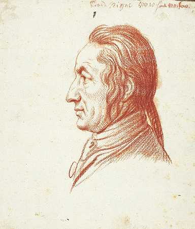 一个人侧面的头像`Portrait Head of a Man in Profile by Daniel Nikolaus Chodowiecki