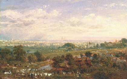 从伊斯灵顿山到伦敦`London from Islington Hill by Frederick Nash