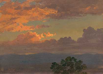 日落`Sunset (1865) by Frederic Edwin Church