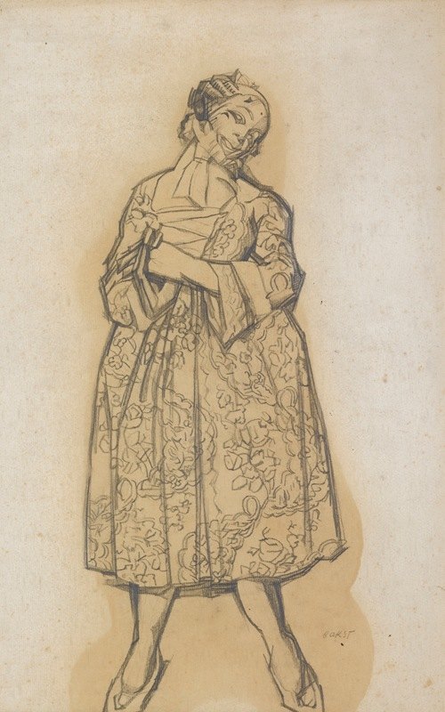 来自幽默女性的桃乐丝服装设计`Costume Design For Dorothée From Les Femmes De Bonne Humeur by Léon Bakst