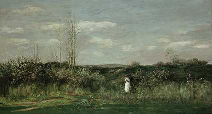 春景`Spring Landscape (1862) by Charles François Daubigny