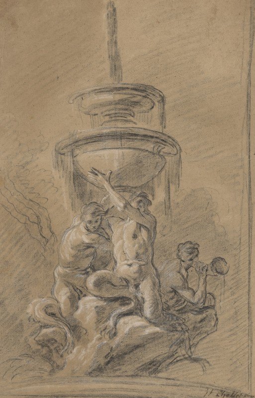 有三个Triton®声波风廓线仪的喷泉`A Fountain with Three Tritons (1740s) by Joseph Ignace François Parrocel