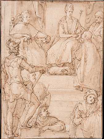 君主接受使者`Monarch Receiving an Emissary (1560~1609) by Federico Zuccaro