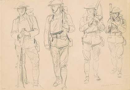 研究参战（直肠）`Studies for Entering the War (recto) (1918) by John Singer Sargent
