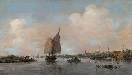河景`River View (c. 1644 ~ 1648) by Jan van Goyen