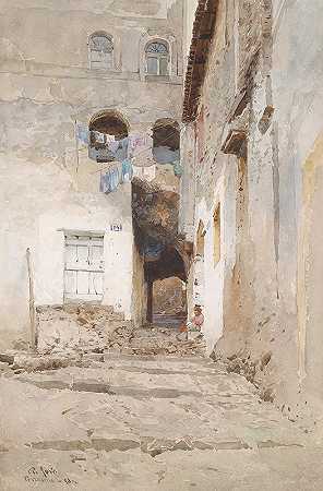 Terracina的房屋`Häuser in Terracina (1898) by Pio Joris