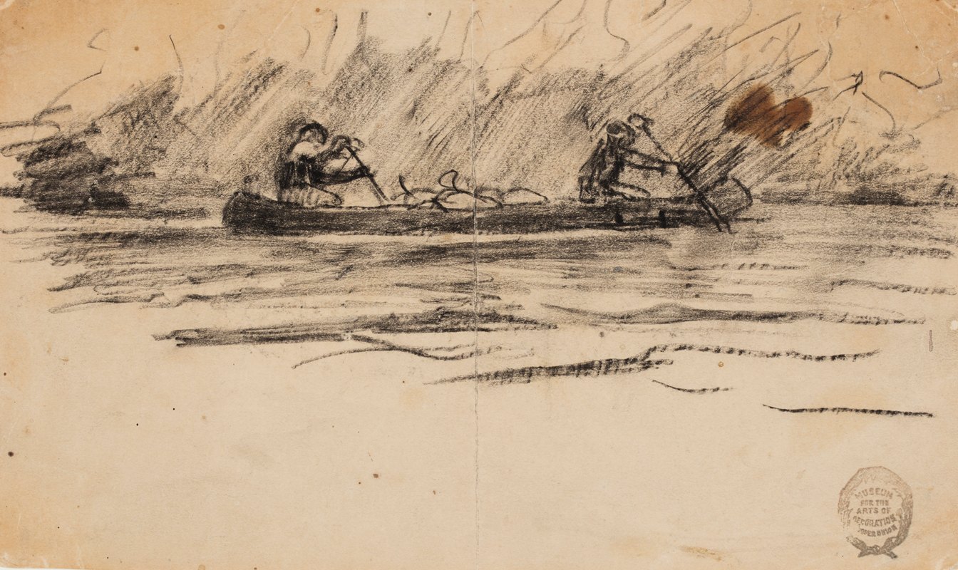 和两个人划独木舟`Canoe with Two Men (1895) by Winslow Homer