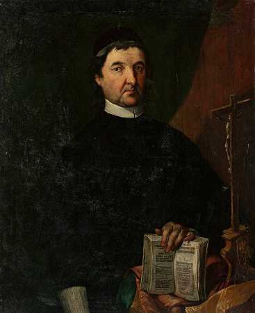 牧师画像`Portrait of a priest (circa 1800) by Jan Krzysztof Damel
