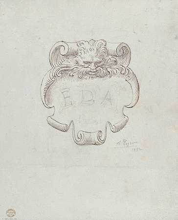 爱德华·D·亚当斯的铭牌草图`Sketch for a Nameplate for Edward D. Adams (1892) by Alphonse Legros