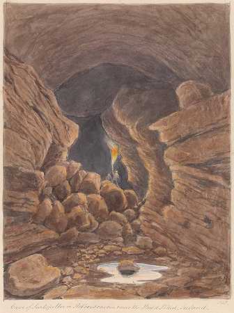 苏尔茨海利尔洞穴或强盗s洞穴，冰岛`Cave of Surtshellir or Robbers Cavern, Iceland by Charles Hamilton Smith