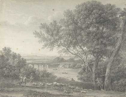 以牧民为前景的古典景观`Classical Landscape with Herdsmen in the Foreground (1755–1821) by Giovanni Battista Lusieri