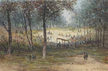 户外会议`Openlucht Bijeenkomst (1822 ~ 1899) by Johannes Pieter van Wisselingh