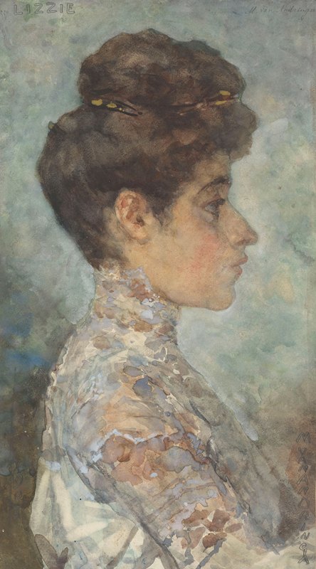 丽萃的肖像，右侧侧面`Portret van Lizzy, in profiel naar rechts (1874 ~ 1918) by Martinus van Andringa