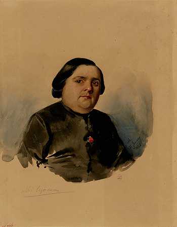 肖像科奎罗神父。`Portrait de labbé Coquereau. (1852) by Mathilde Bonaparte