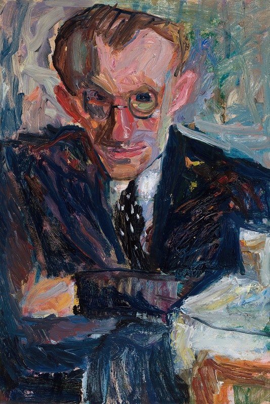 戴眼镜的男人的肖像`Portrait of a Man in Glasses (1936) by Sasza Blonder
