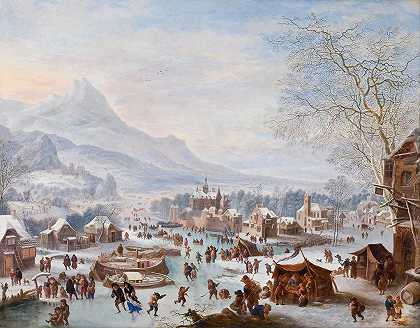 滑冰者的冬季场景`Winter Scene with Skaters (circa 1700) by Jan Griffier
