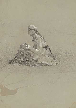 年轻女士写作`Young Lady Writing (c. 1870) by Enoch Wood Perry Jr.