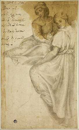 圣安妮和站着的带托盘的女人`Saint Anne and Standing Woman with Salver by After Andrea del Sarto