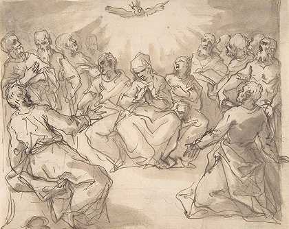 圣灵降临`The Descent of the Holy Ghost (late 16th–early 17th century) by Hans Rottenhammer