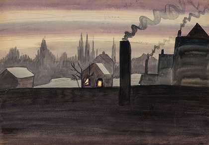 十一月之光`November Light (1921) by Charles Ephraim Burchfield