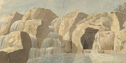 温莎大公园弗吉尼亚水上公园的岩石工程和瀑布设计`Design for Rock~work and Cascades at Virginia Water, Windsor Great Park (1780s) by Thomas Sandby